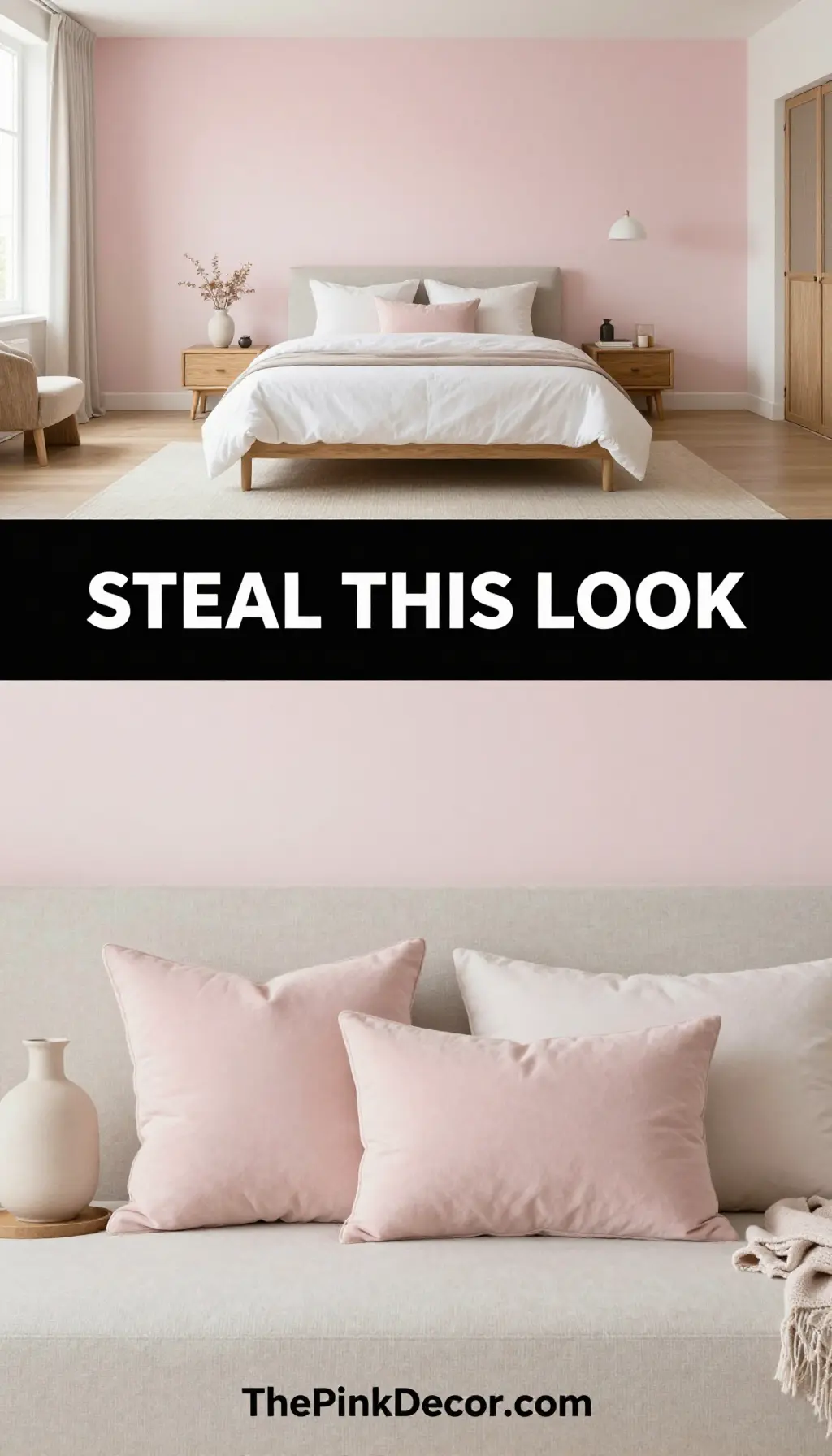 modern blush pink ombre wall gradient bedroom decor ideas with minimalist furniture - Featured Design Blush Pink Ombre Wall Gradient Bedroom Feature - Bedroom - The Pink Decor