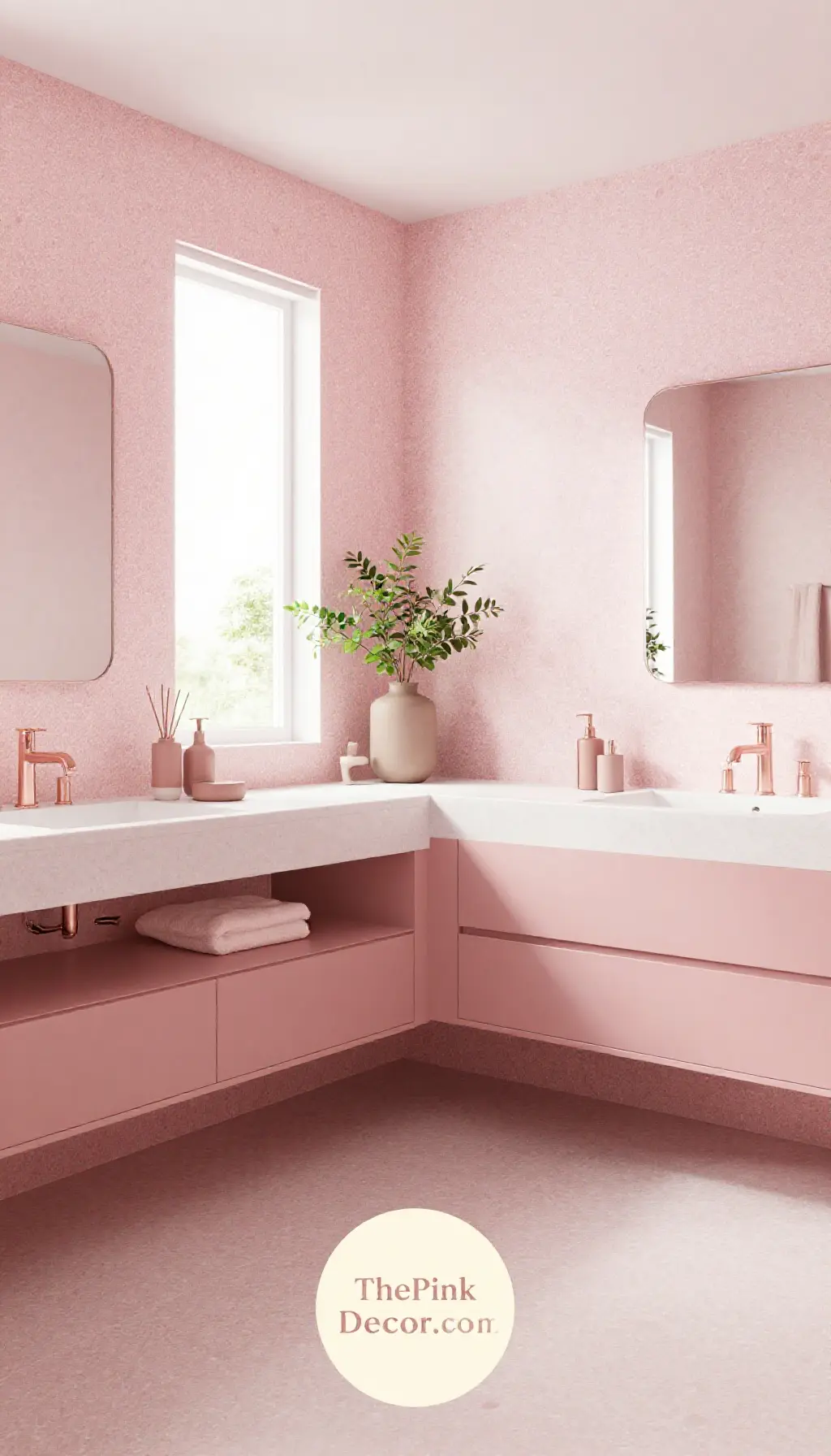 Complete Bathroom with pink decor elements