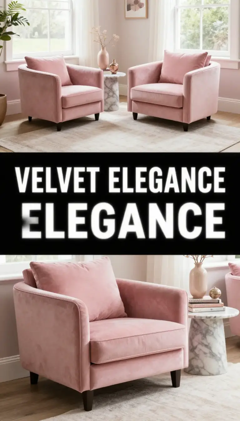 Blush Pink Velvet Accent Chair with Marble Side Table Setup - Living Room - The Pink Decor