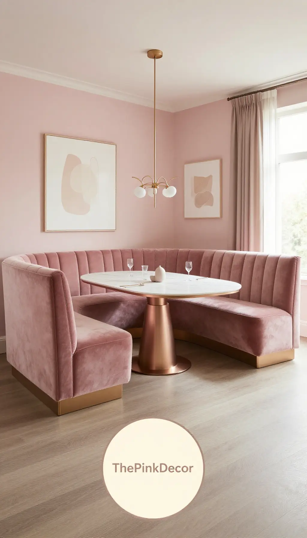 Complete Dining Room with pink decor elements