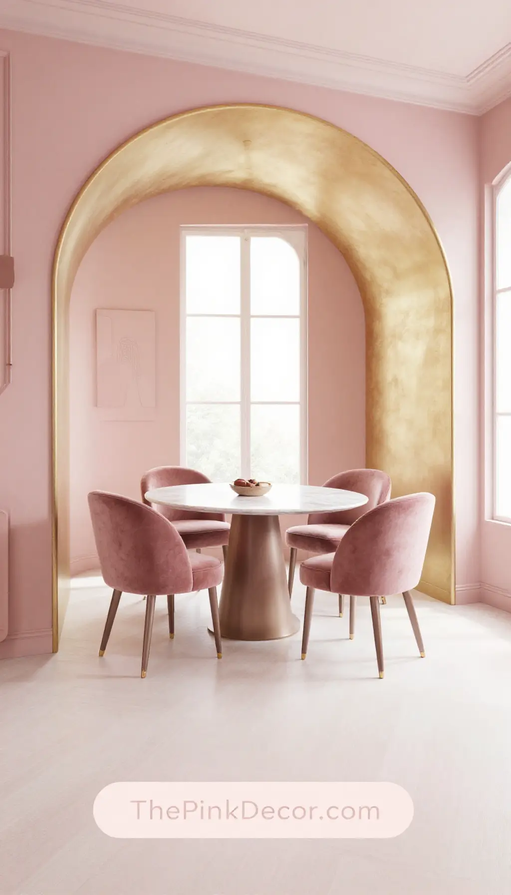 Complete Dining Room with pink decor elements