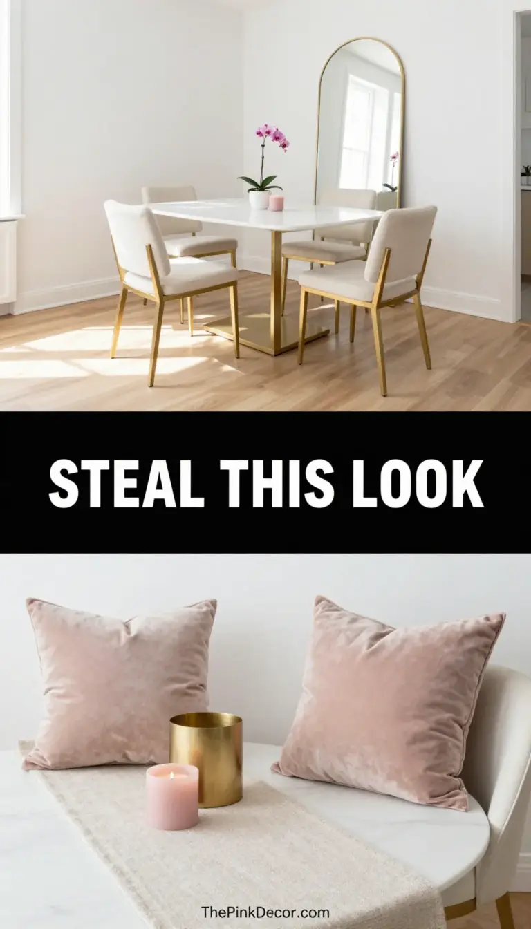 Blush Velvet Gilded Arch Dining Nook - Dining Room - The Pink Decor