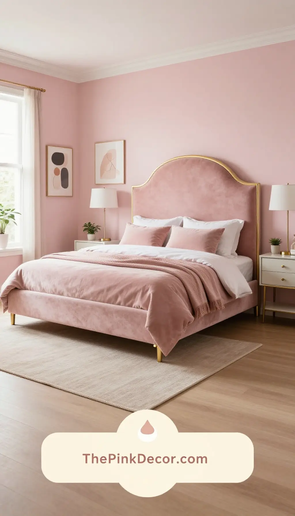 Complete Bedroom with pink decor elements