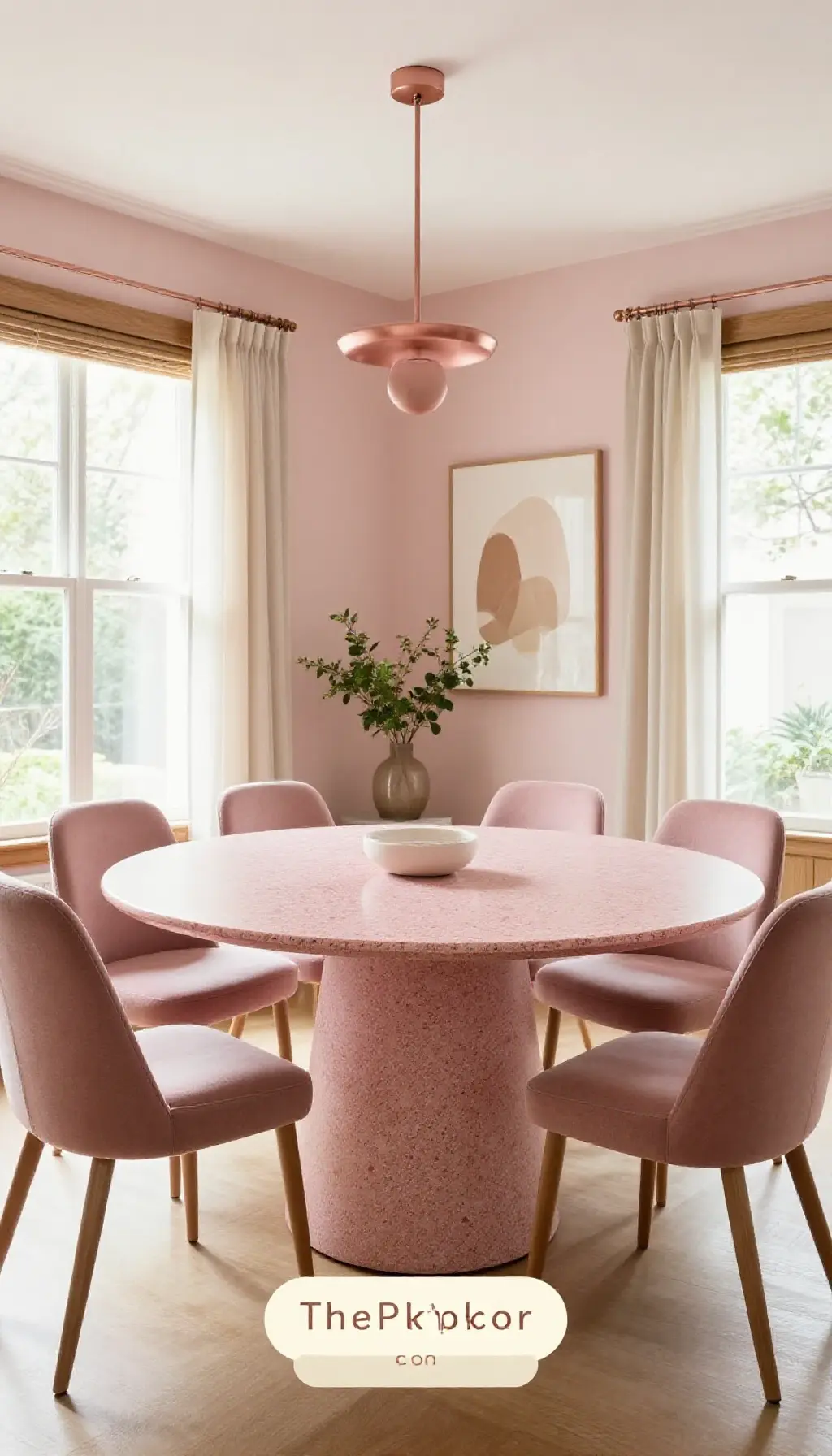 Complete Dining Room with pink decor elements