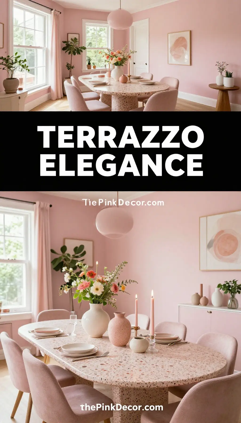Dusty Pink Terrazzo Dining Table Centerpiece Decor - Dining Room - The Pink Decor