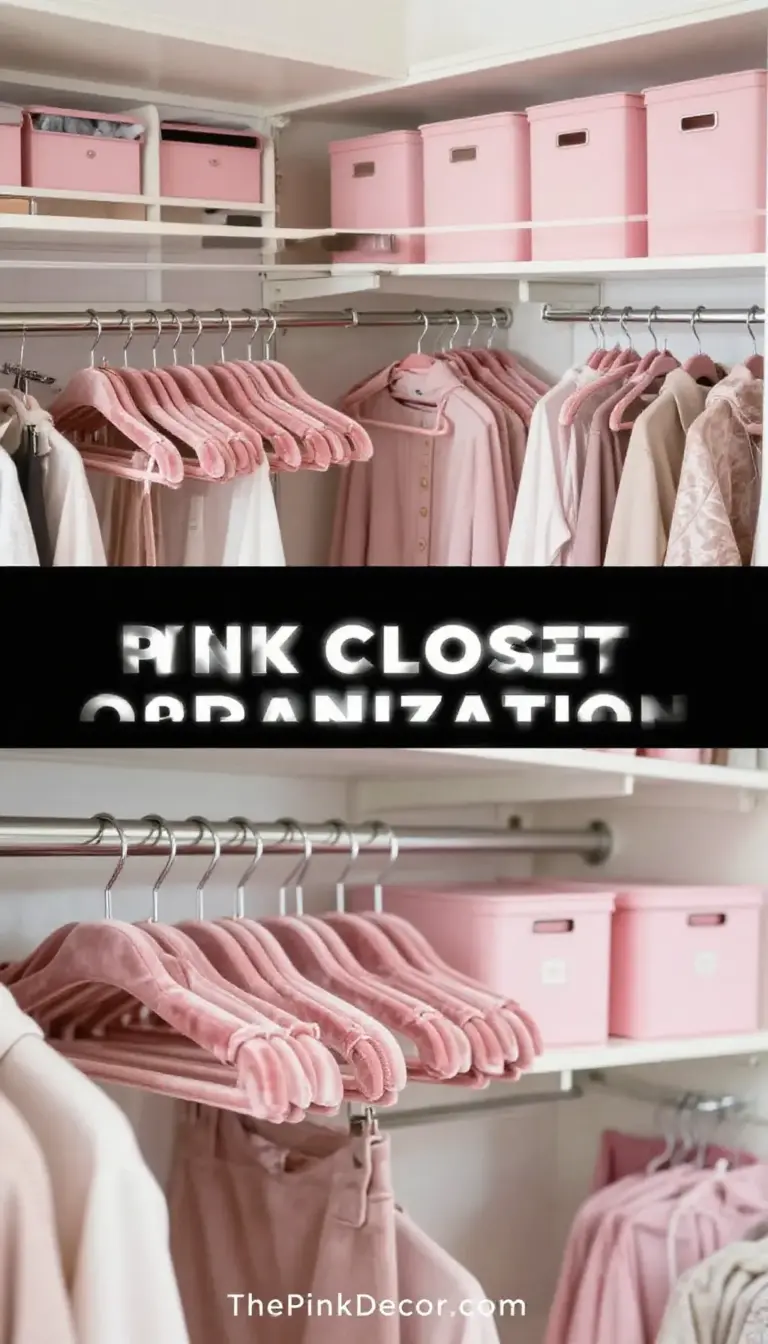 Dusty Pink Velvet Hangers and Millennial Pink Storage Bins Closet - Closet - The Pink Decor