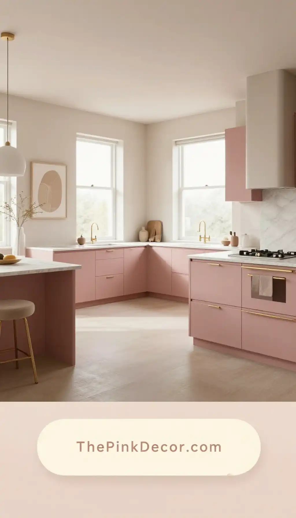Complete Kitchen with pink decor elements