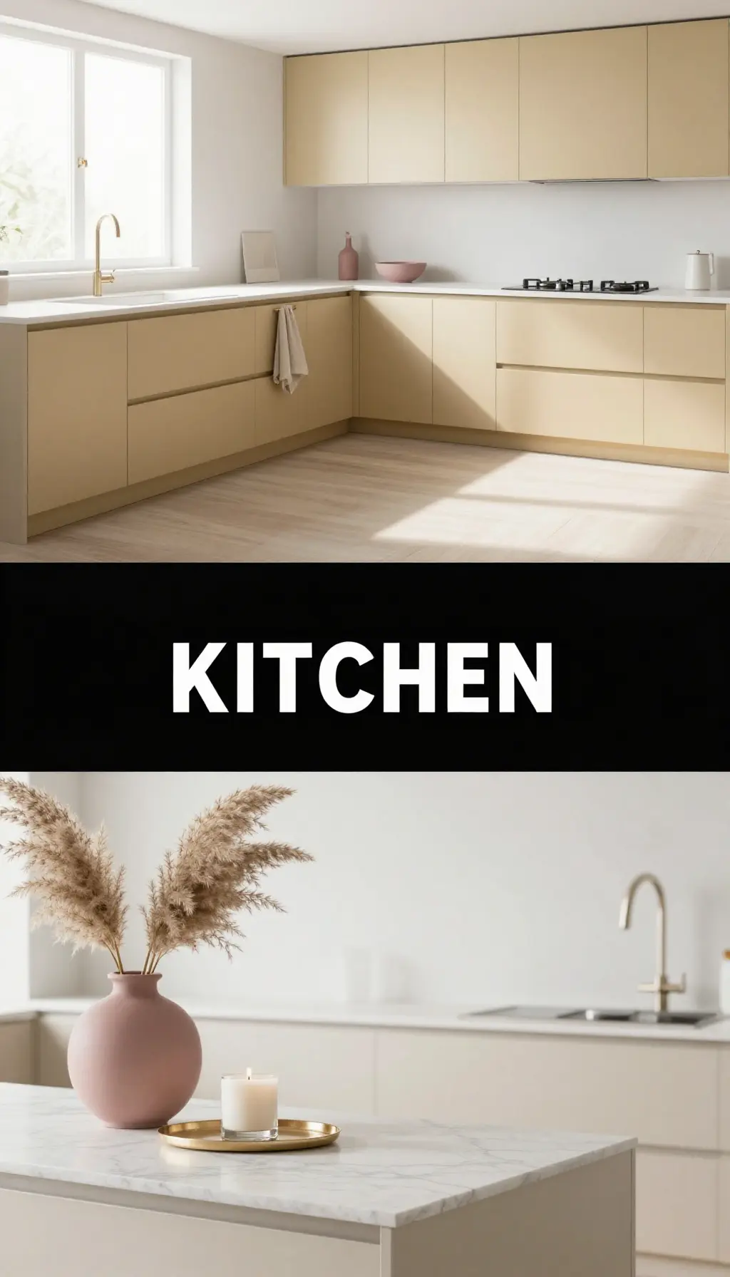 Dusty Rose and Champagne Gold Minimalist Kitchen - Kitchen - The Pink Decor