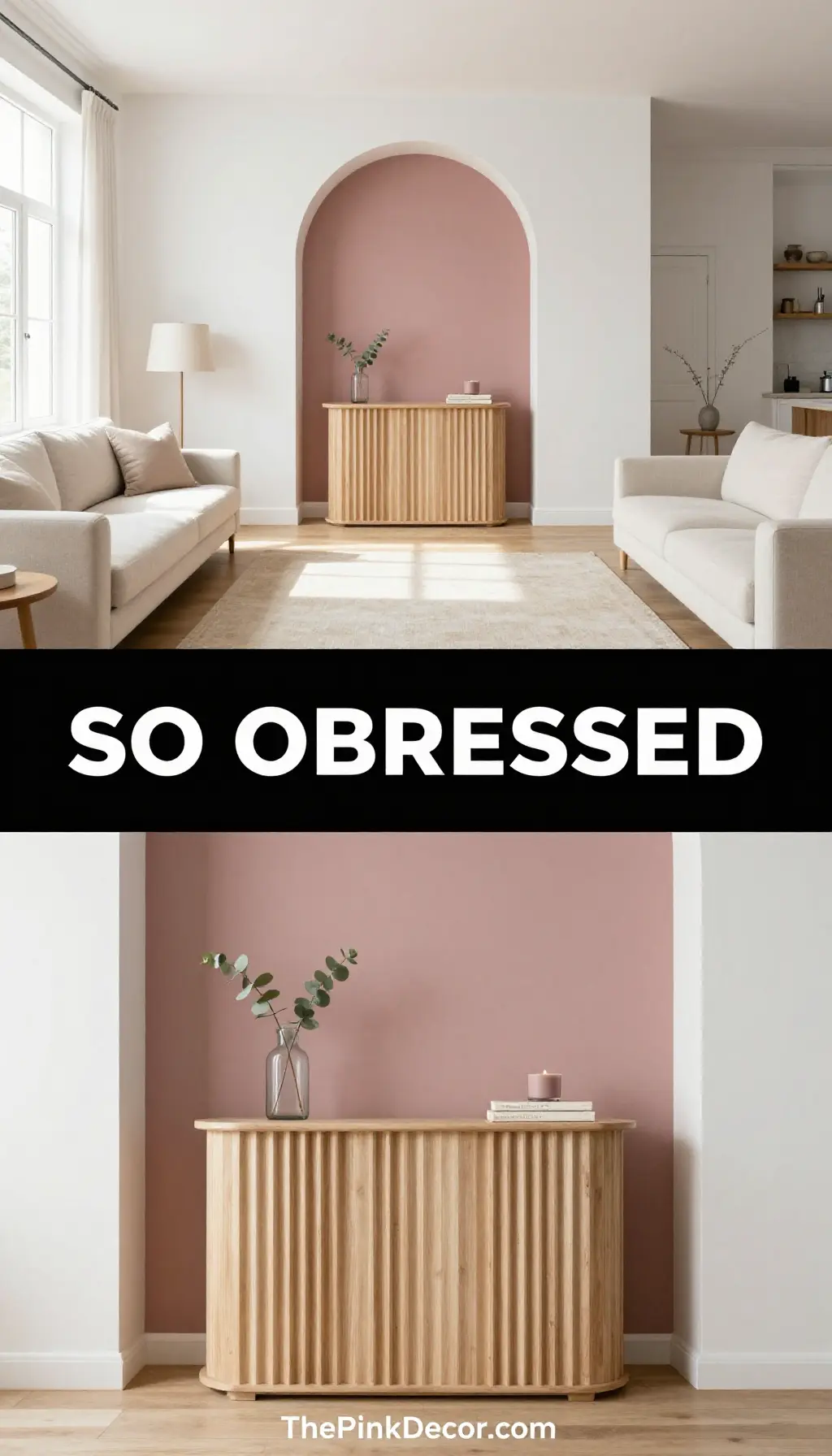 Dusty Rose Archway and Fluted Console Accent - Entryway - The Pink Decor