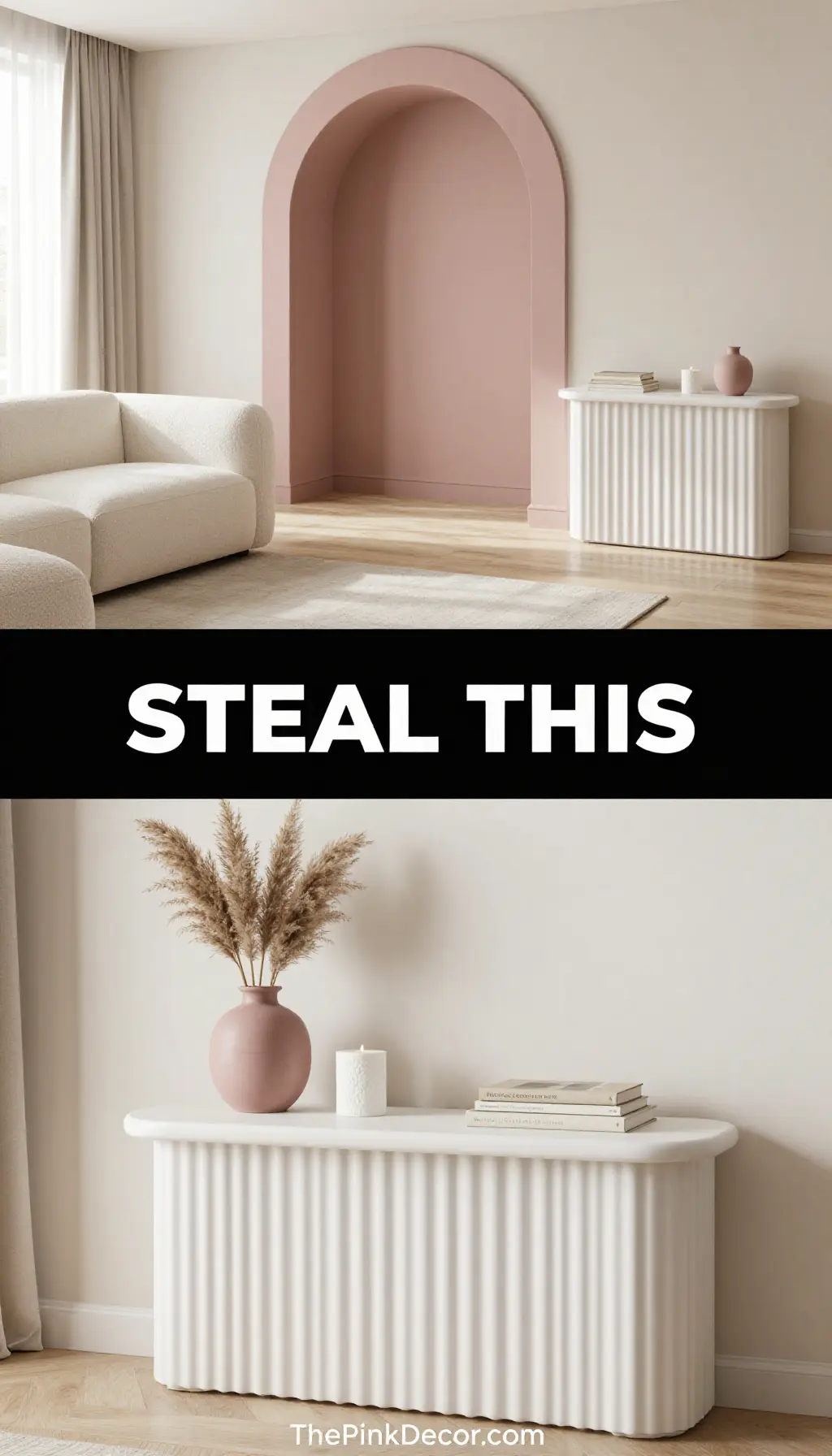 Dusty Rose Archway and Fluted Console Decor - Entryway - The Pink Decor