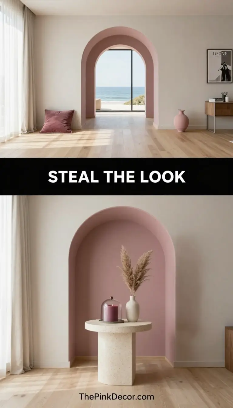 Dusty Rose Monochrome Arched Entryway - Entryway - The Pink Decor