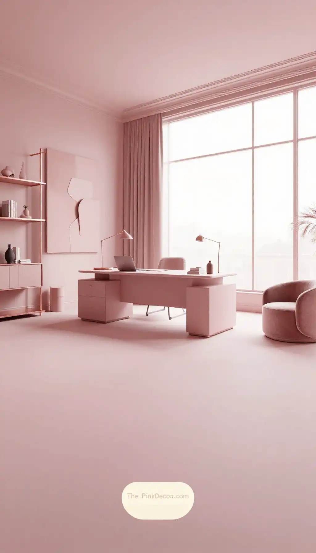 Complete Home Office with pink decor elements