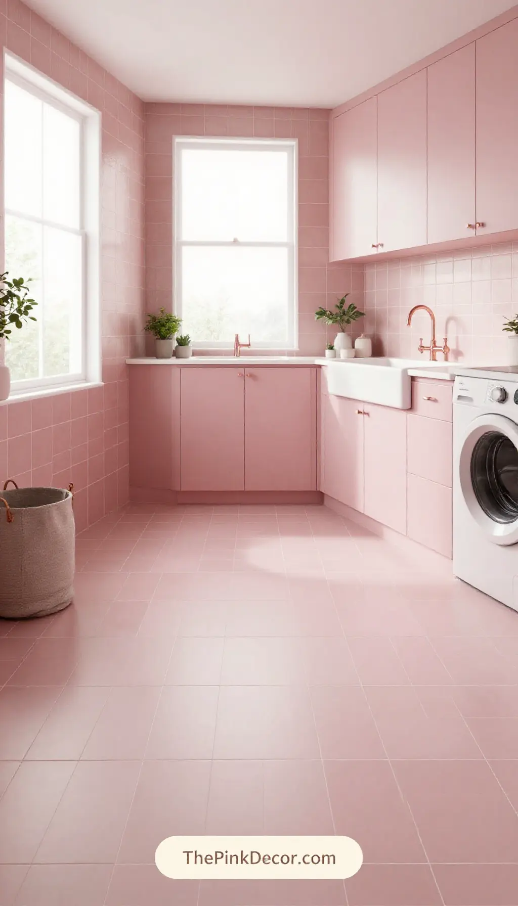 Complete Laundry Room with pink decor elements