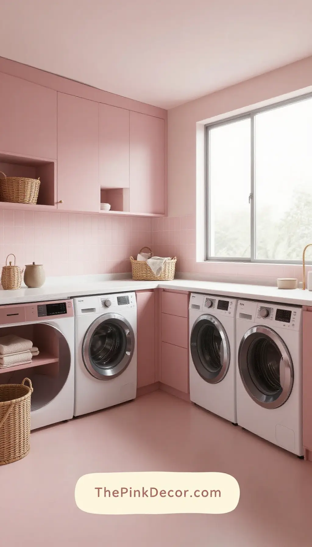 Complete Laundry Room with pink decor elements