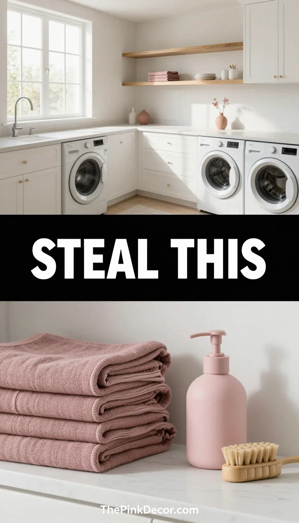 Dusty Rose Monochrome Utility Space - Laundry Room - The Pink Decor