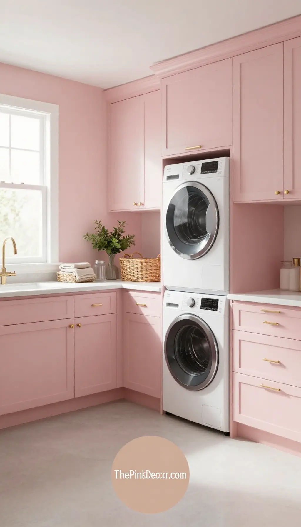 Complete Laundry Room with pink decor elements