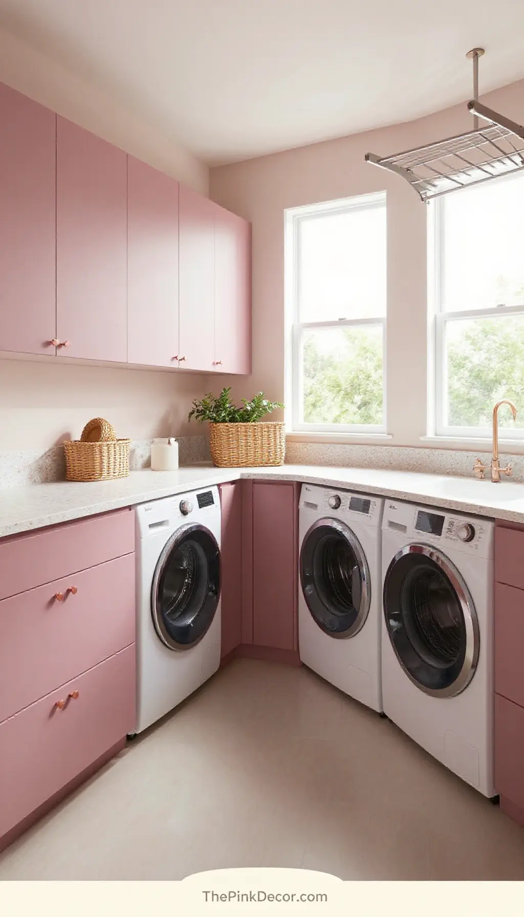Complete Laundry Room with pink decor elements