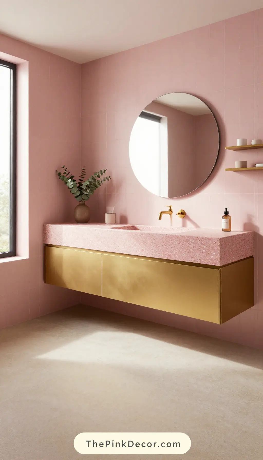 Complete Bathroom with pink decor elements