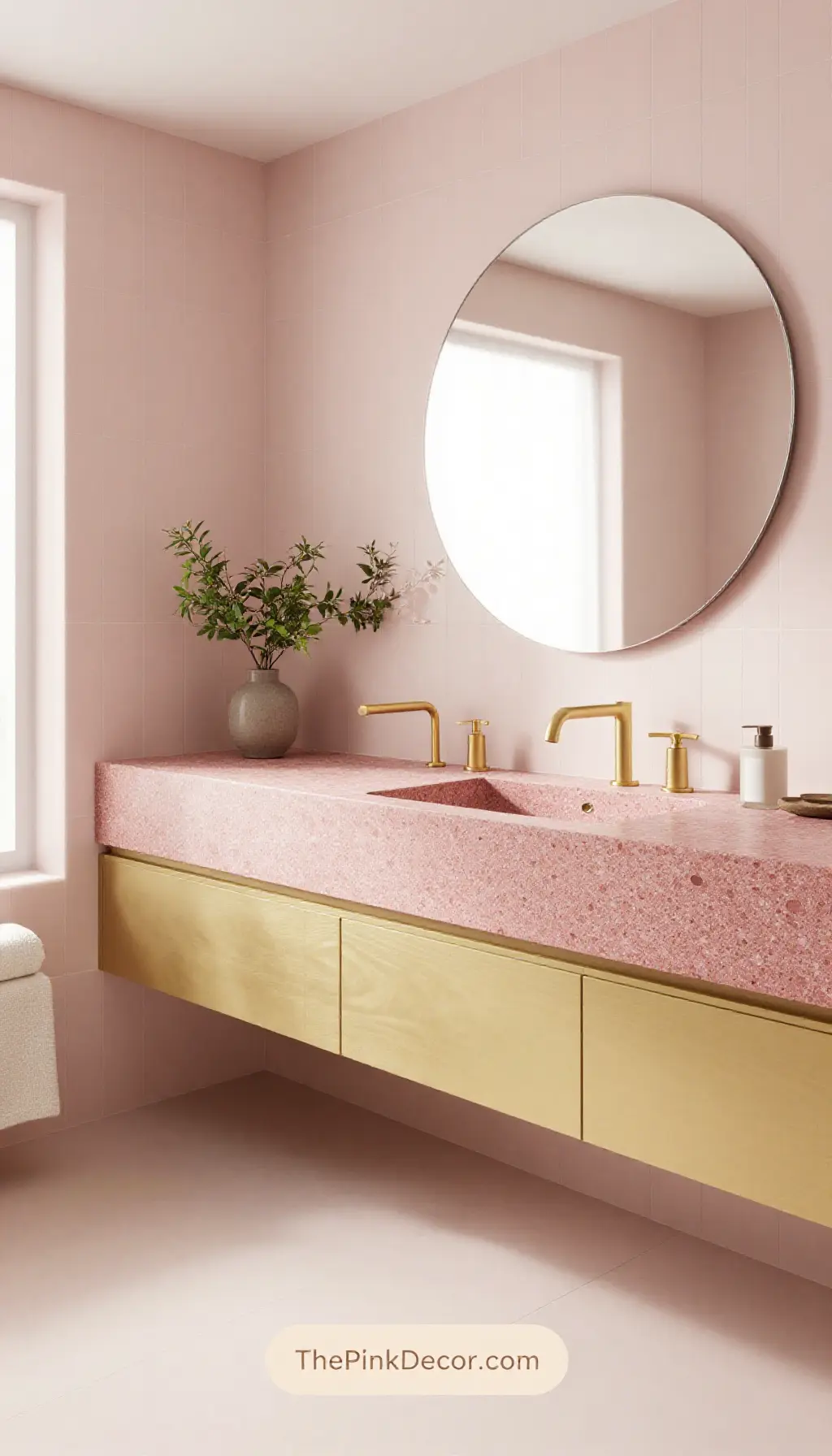 Complete Bathroom with pink decor elements