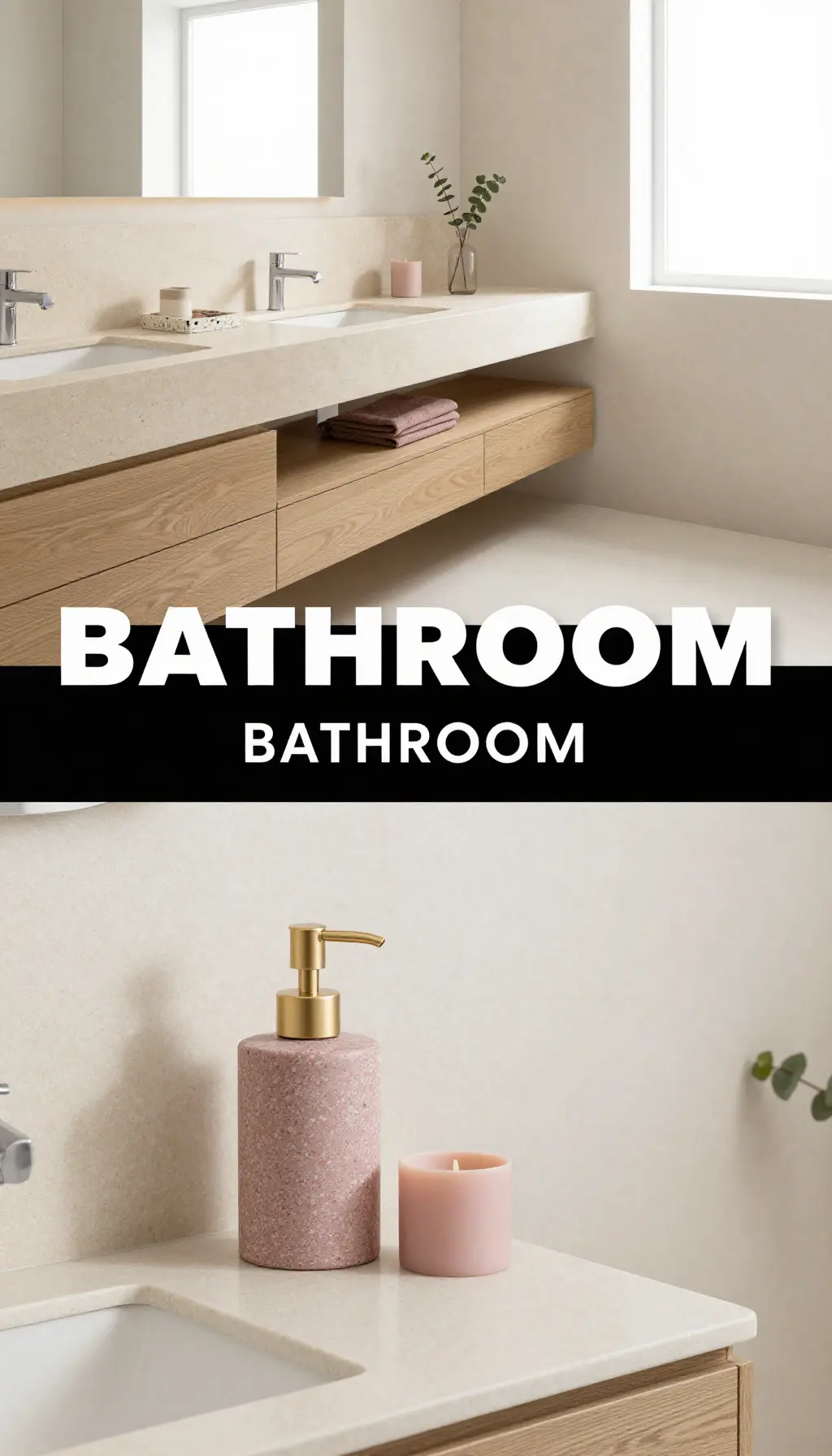 Dusty Rose Terrazzo and Matte Gold Vanityscape - Bathroom - The Pink Decor