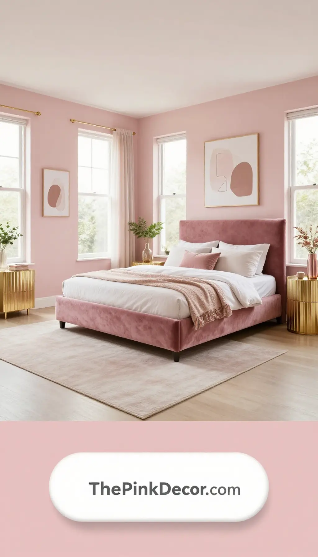 Complete Bedroom with pink decor elements