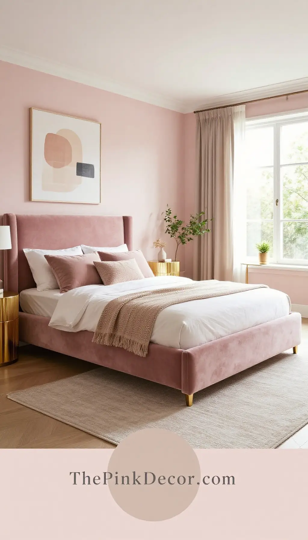 Complete Bedroom with pink decor elements