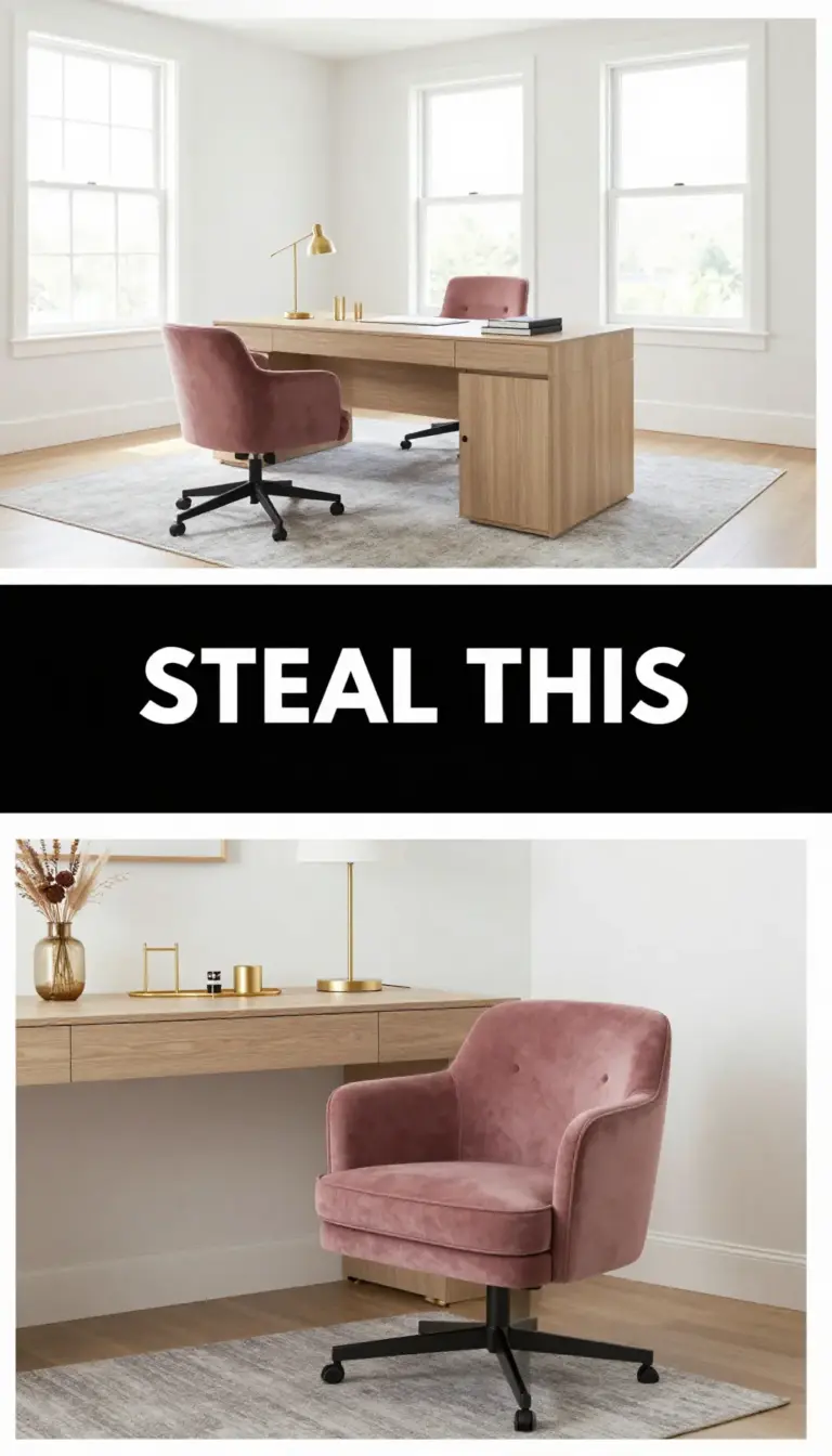 Dusty Rose Velvet and Gold Executive Suite - Home Office - The Pink Decor