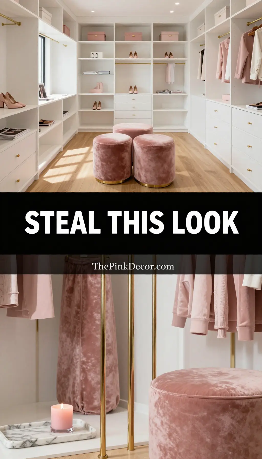 Dusty Rose Velvet & Brass Boutique Closet - Closet - The Pink Decor