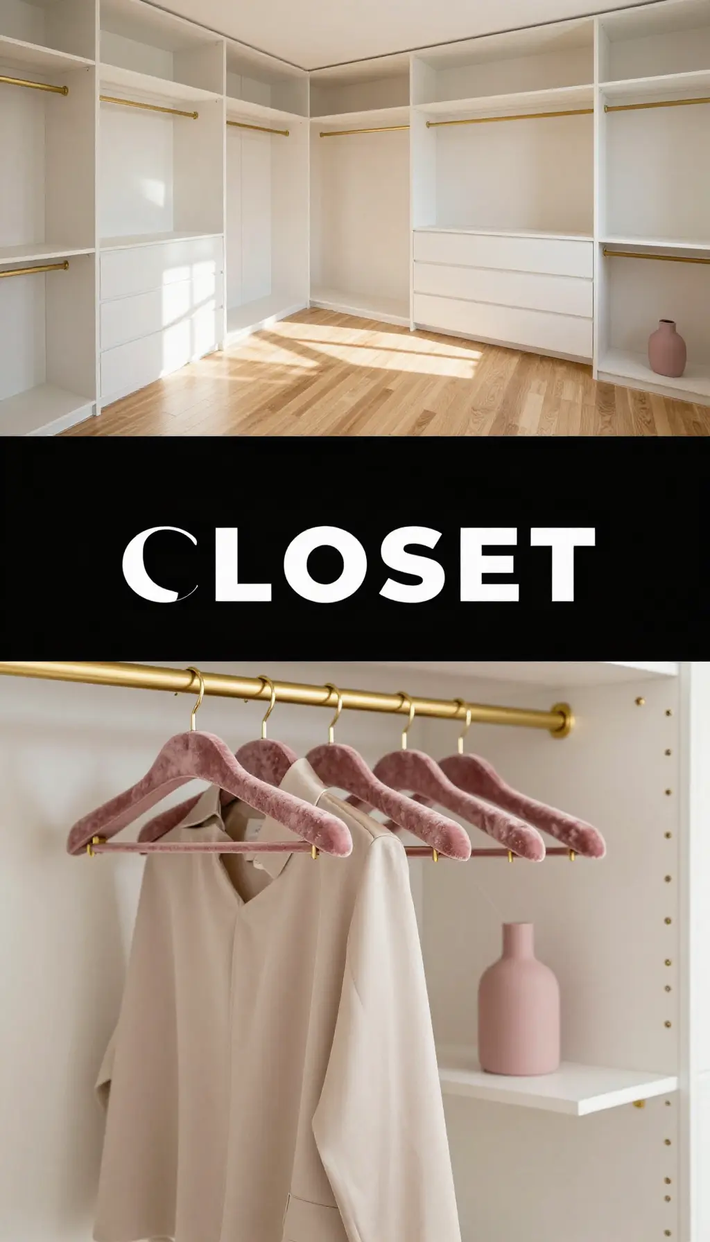 Dusty Rose Velvet Hanger and Gold Accent Boutique Layout - Closet - The Pink Decor