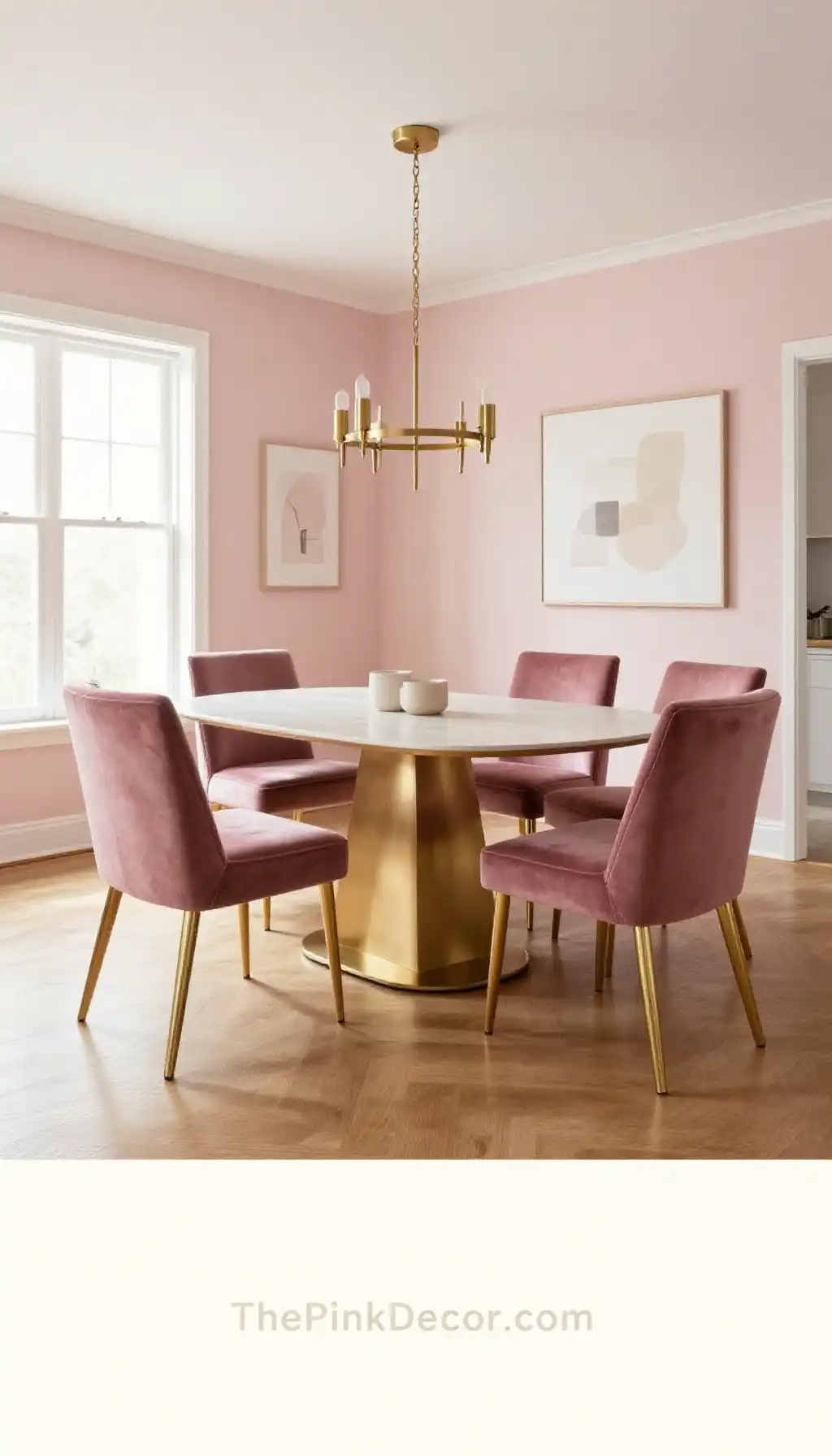 Complete Dining Room with pink decor elements