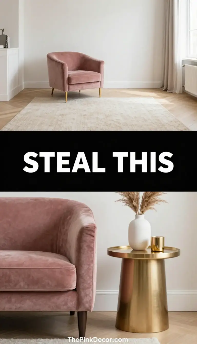 Dusty Rose Velvet Seating with Brushed Gold Accents - Dining Room - The Pink Decor