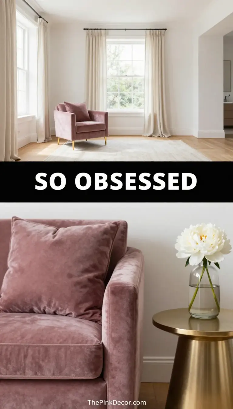 Dusty Rose Velvet Seating with Brushed Gold Accents - Dining Room - The Pink Decor