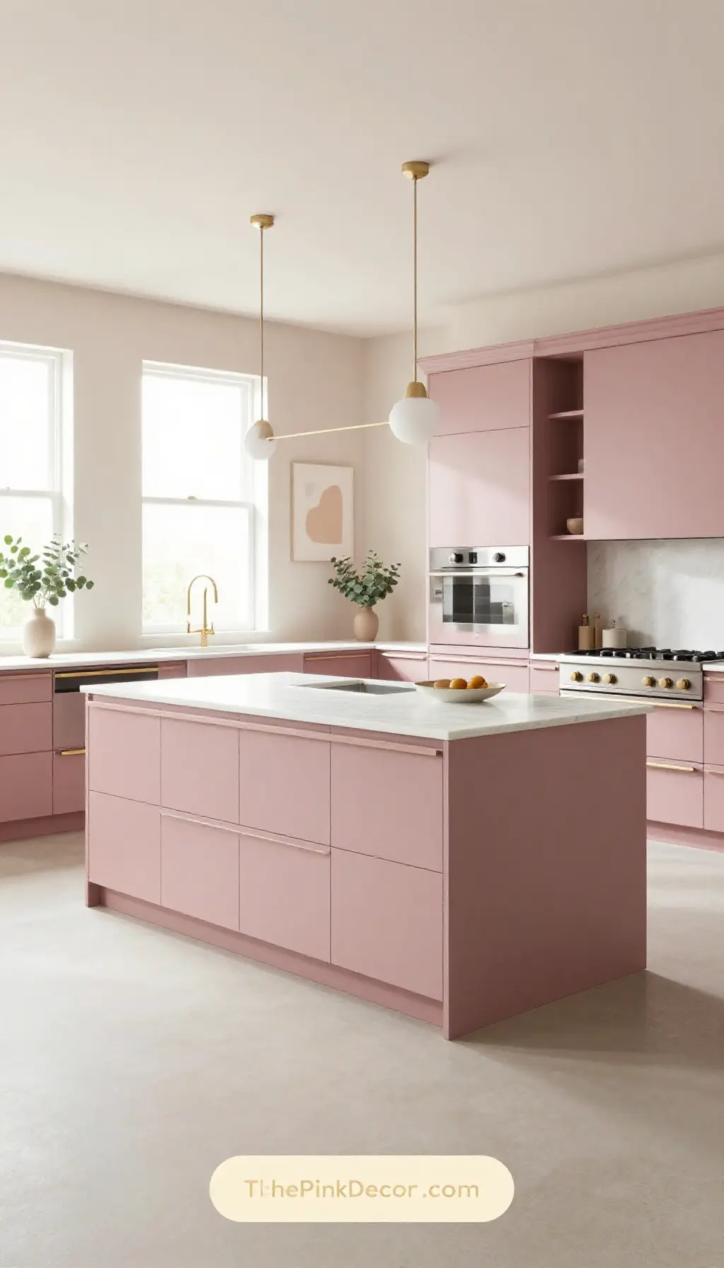 Complete Kitchen with pink decor elements