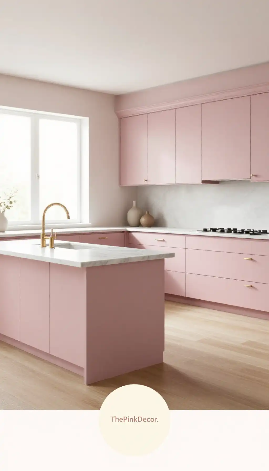 Complete Kitchen with pink decor elements