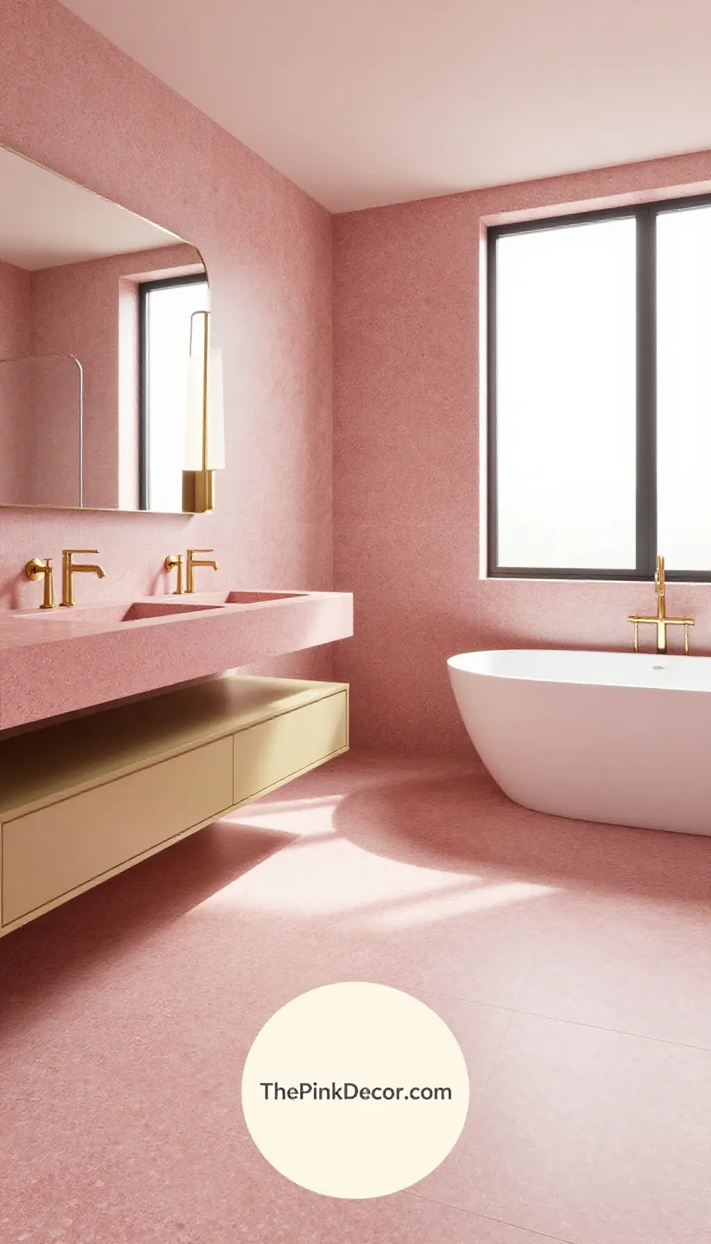 Complete Bathroom with pink decor elements