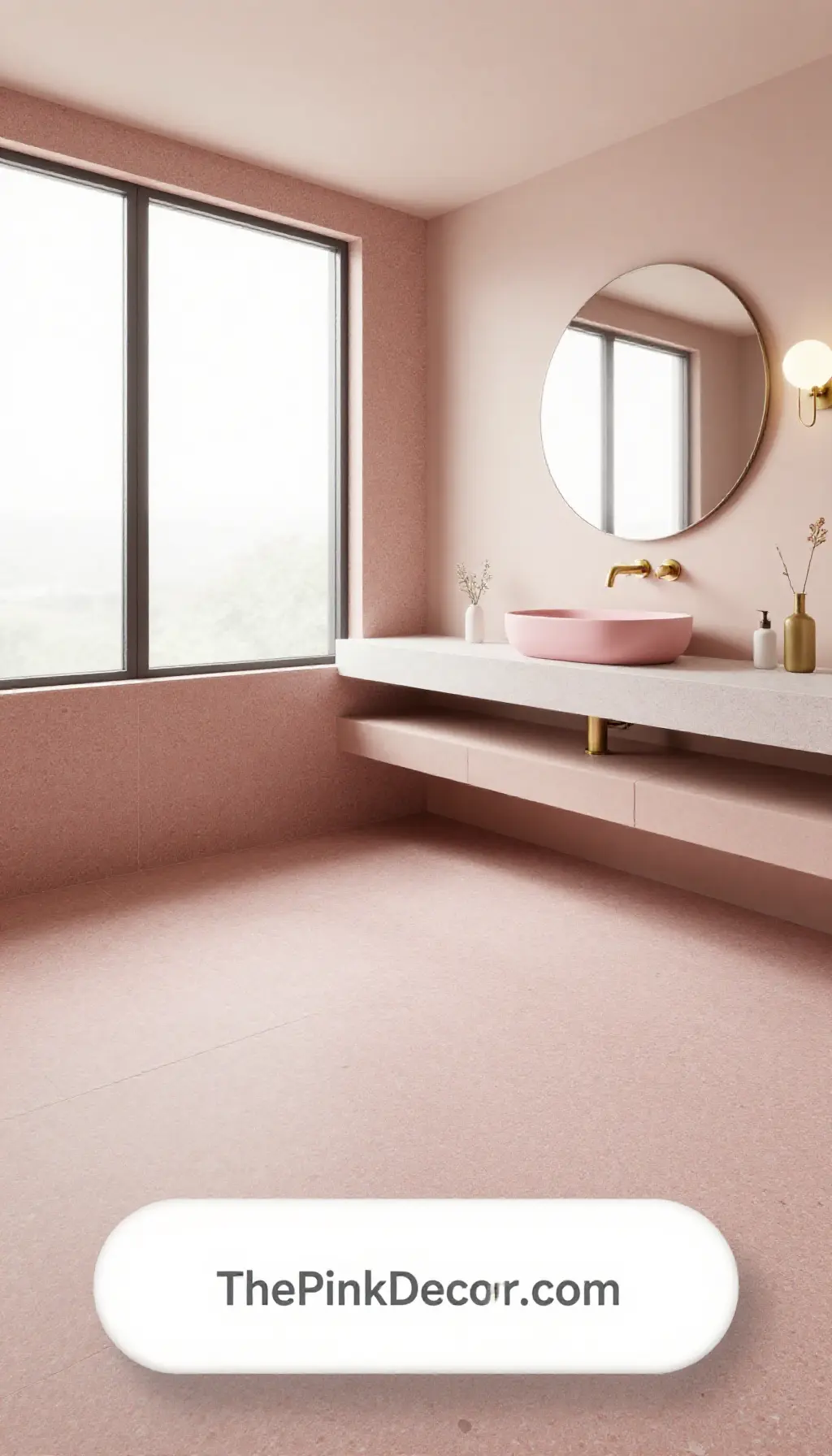 Complete Bathroom with pink decor elements
