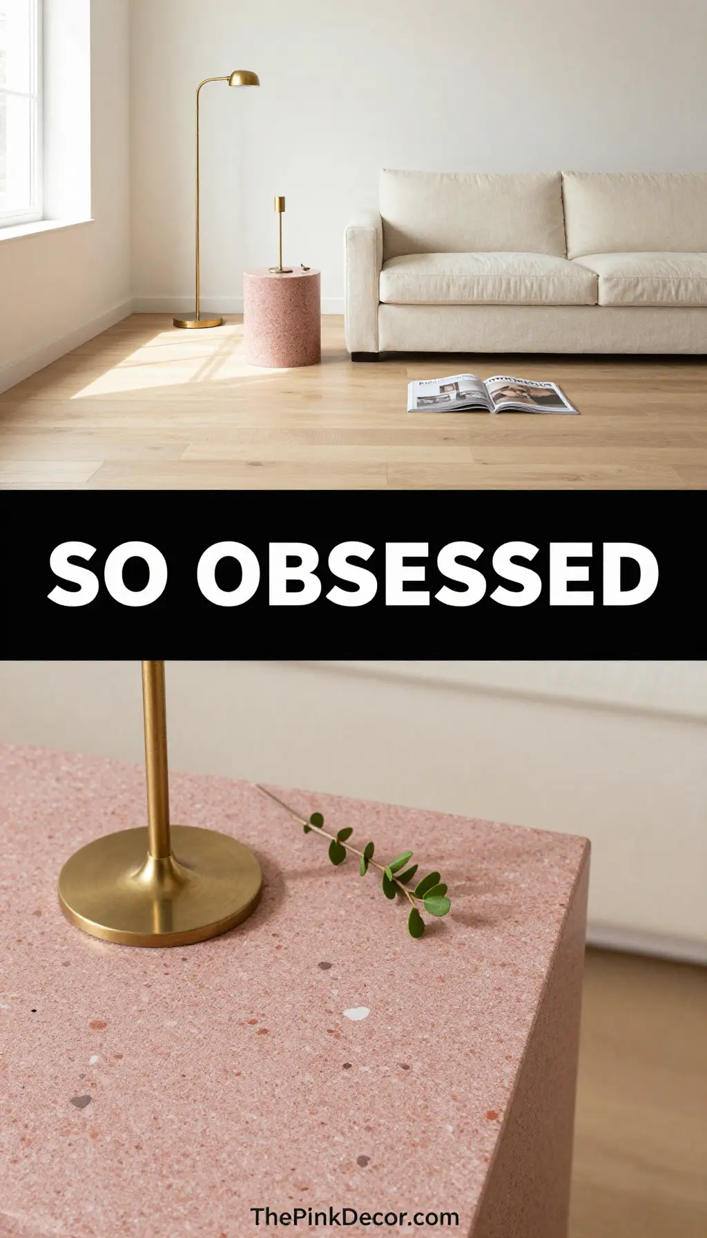 Matte Dusty Rose Terrazzo and Brass Accents - Bathroom - The Pink Decor