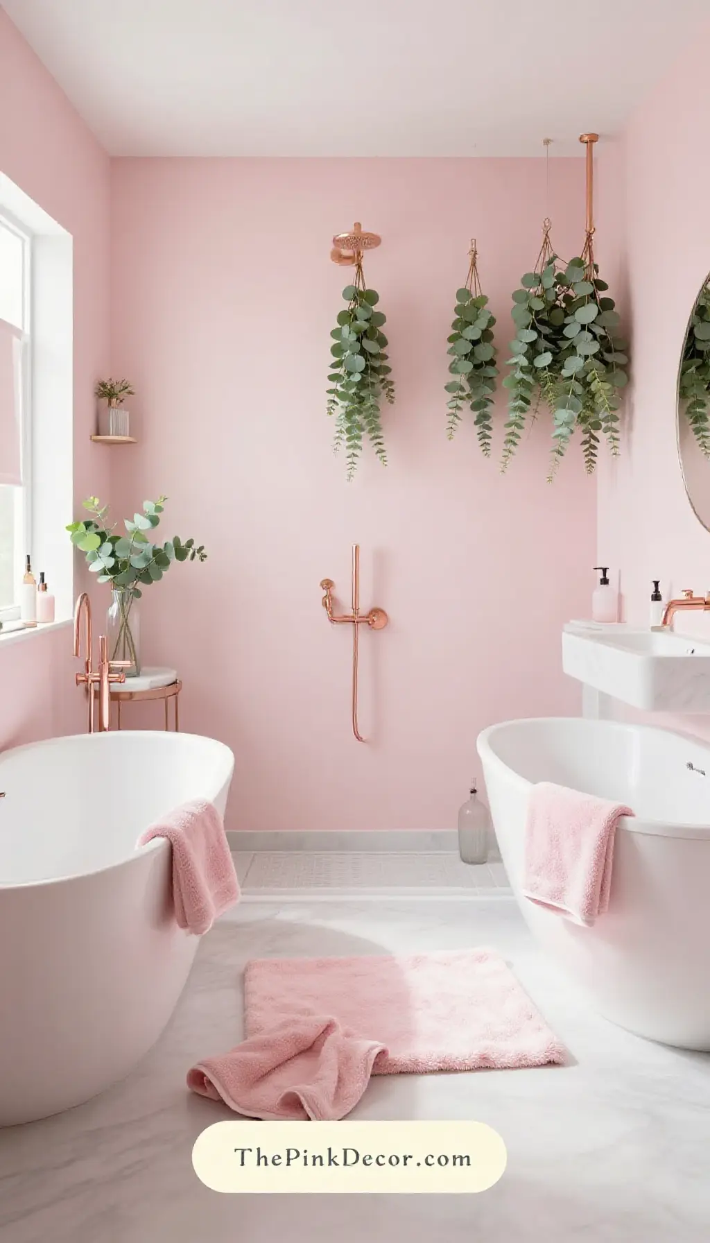 Complete Bathroom with pink decor elements
