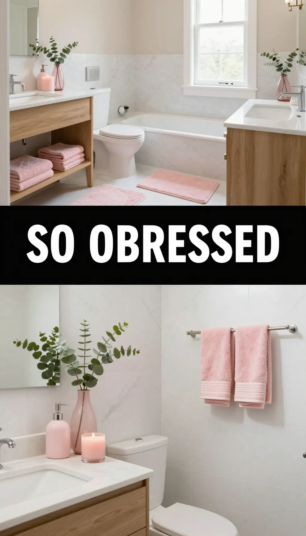 Millennial Pink Spa Bathroom with Eucalyptus Decor - Bathroom - The Pink Decor