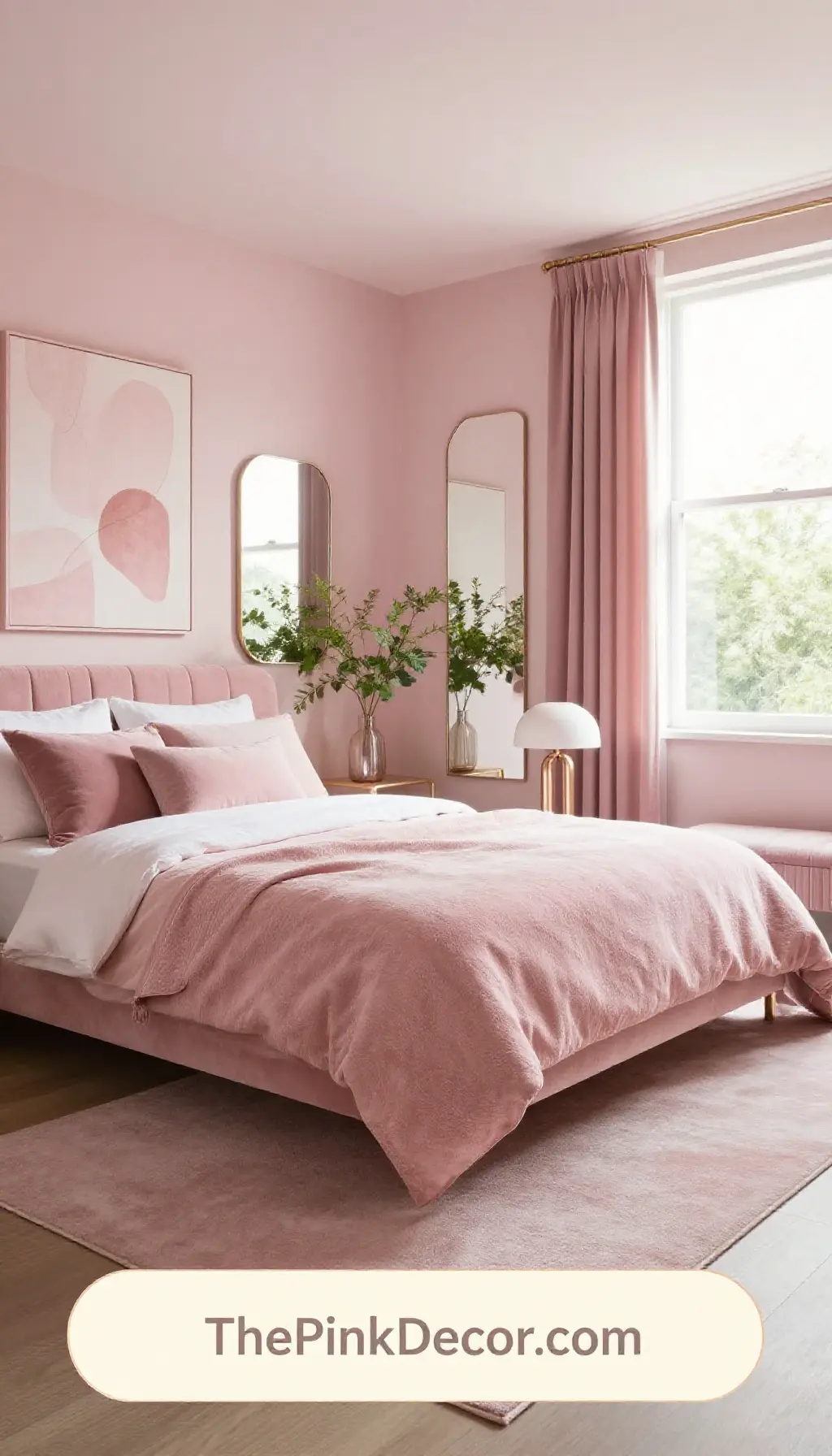 Complete Bedroom with pink decor elements