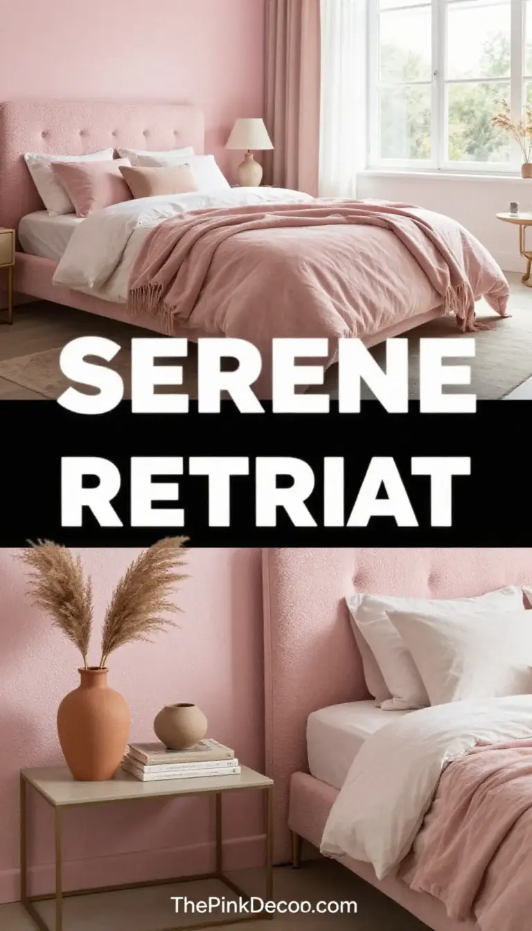 Millennial Pink Textured Bedroom Retreat - Bedroom - The Pink Decor