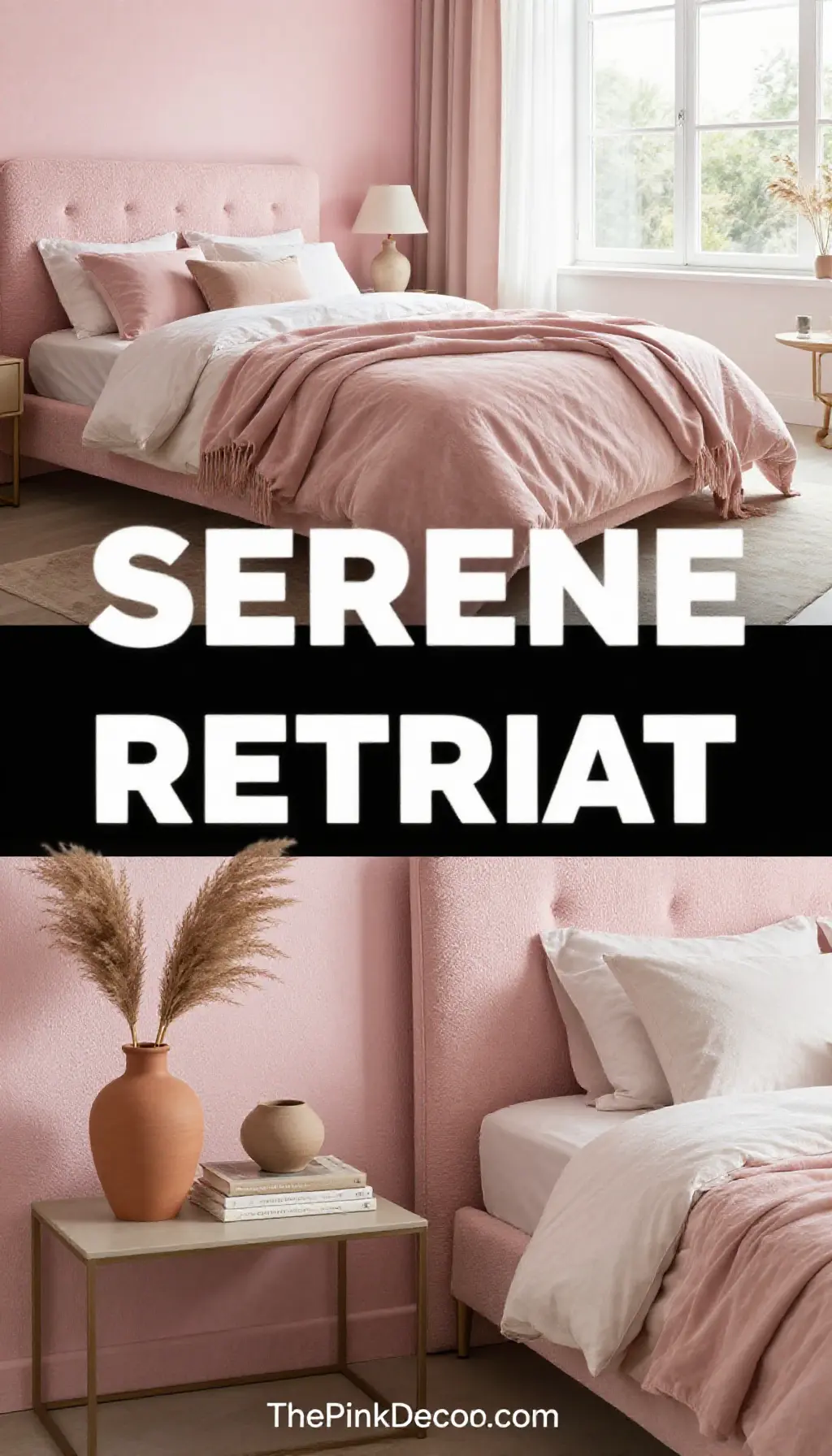 Millennial Pink Textured Bedroom Retreat - Bedroom - The Pink Decor