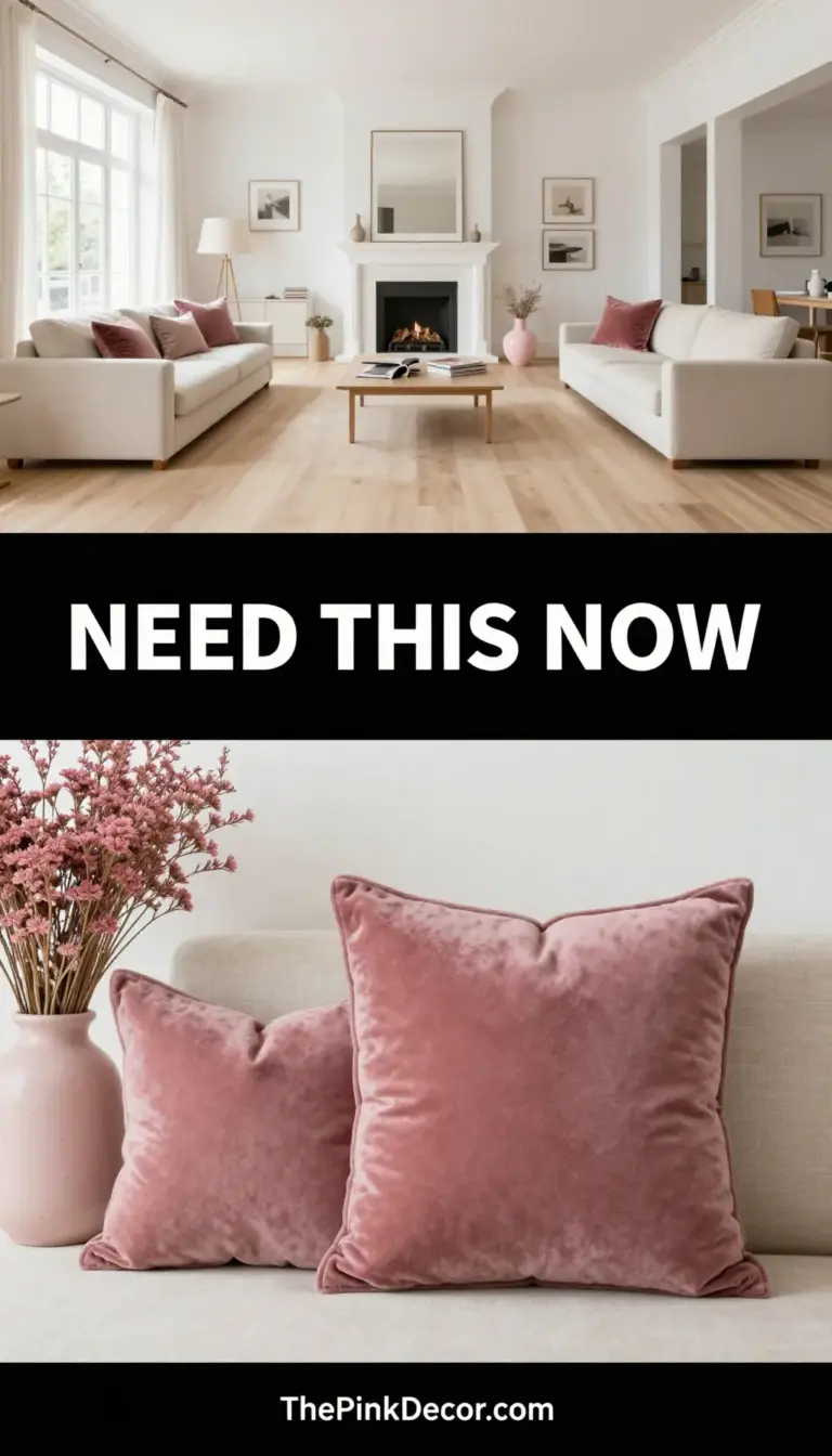 Monochromatic Dusty Rose Velvet Lounge - Living Room - The Pink Decor