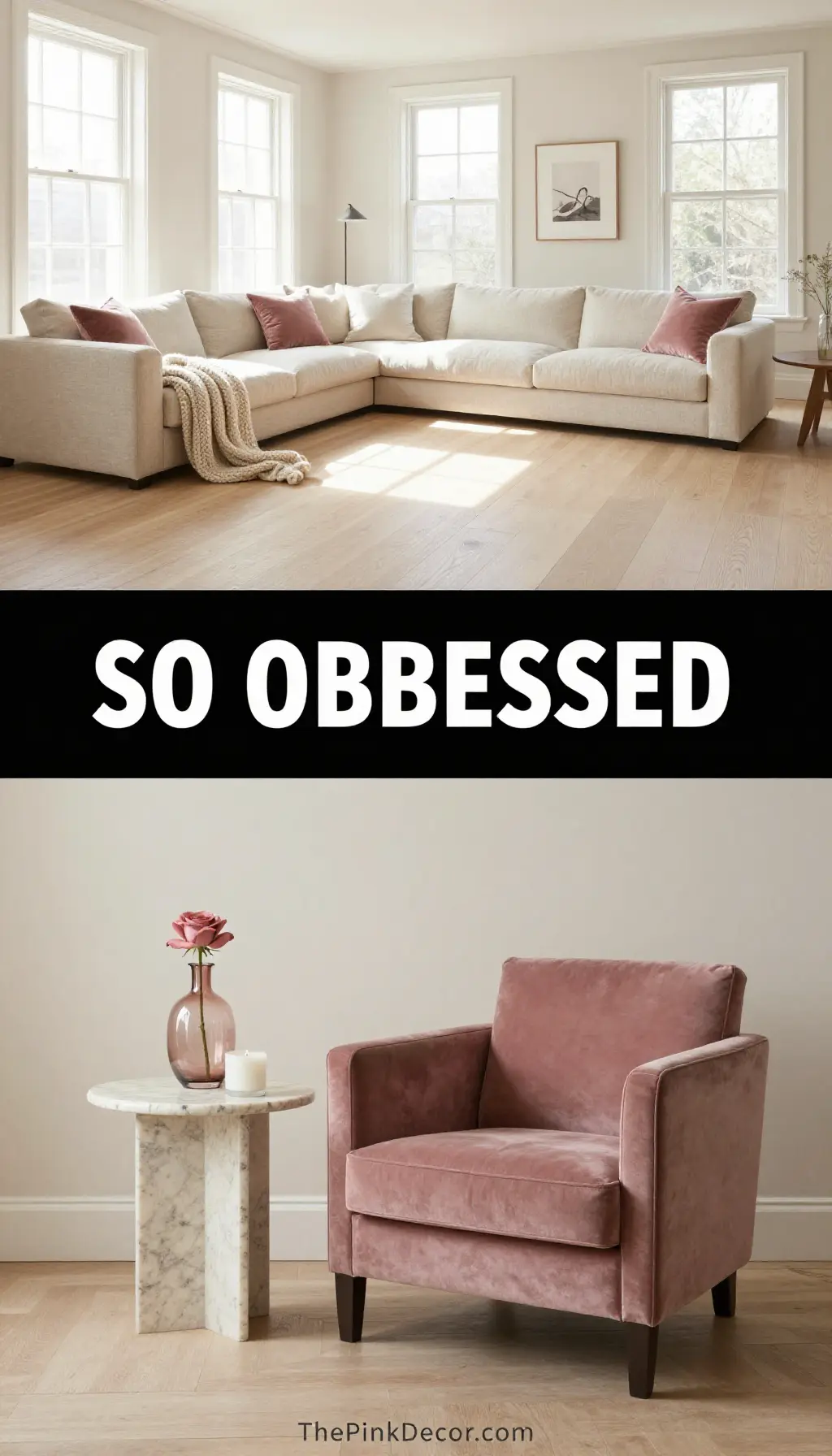 Monochromatic Dusty Rose Velvet Sanctuary - Bedroom - The Pink Decor