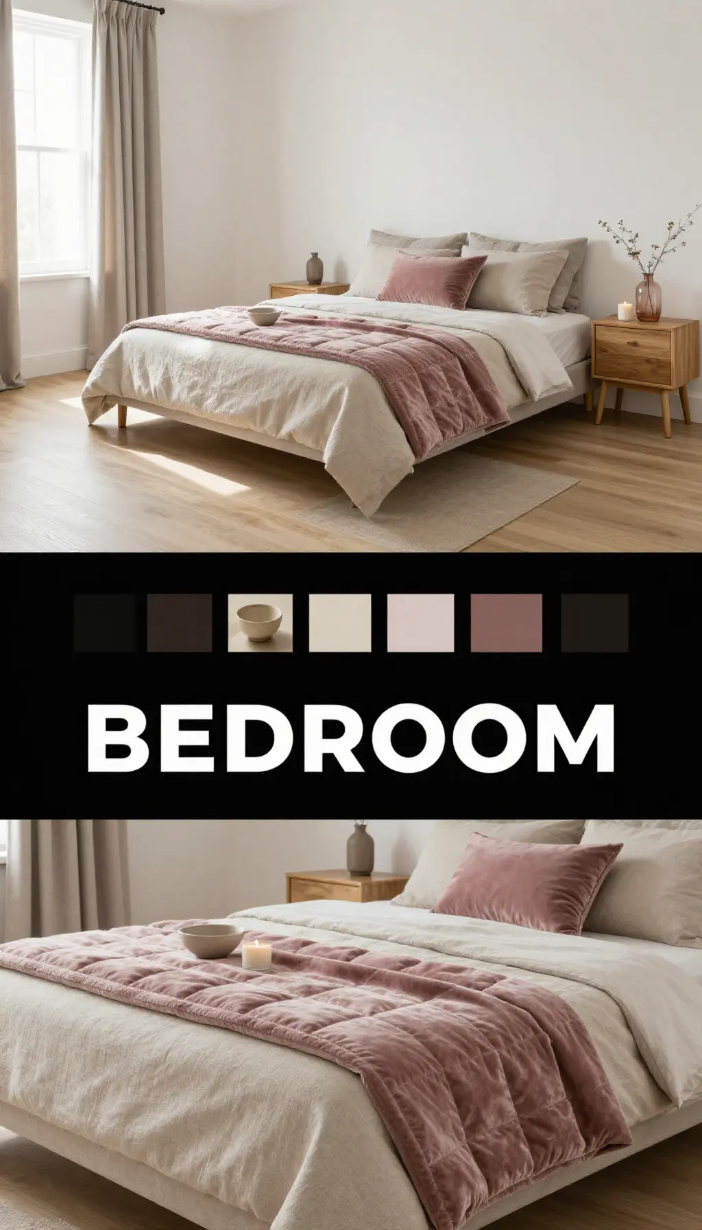 Monochromatic Dusty Rose Velvet Sanctuary - Bedroom - The Pink Decor