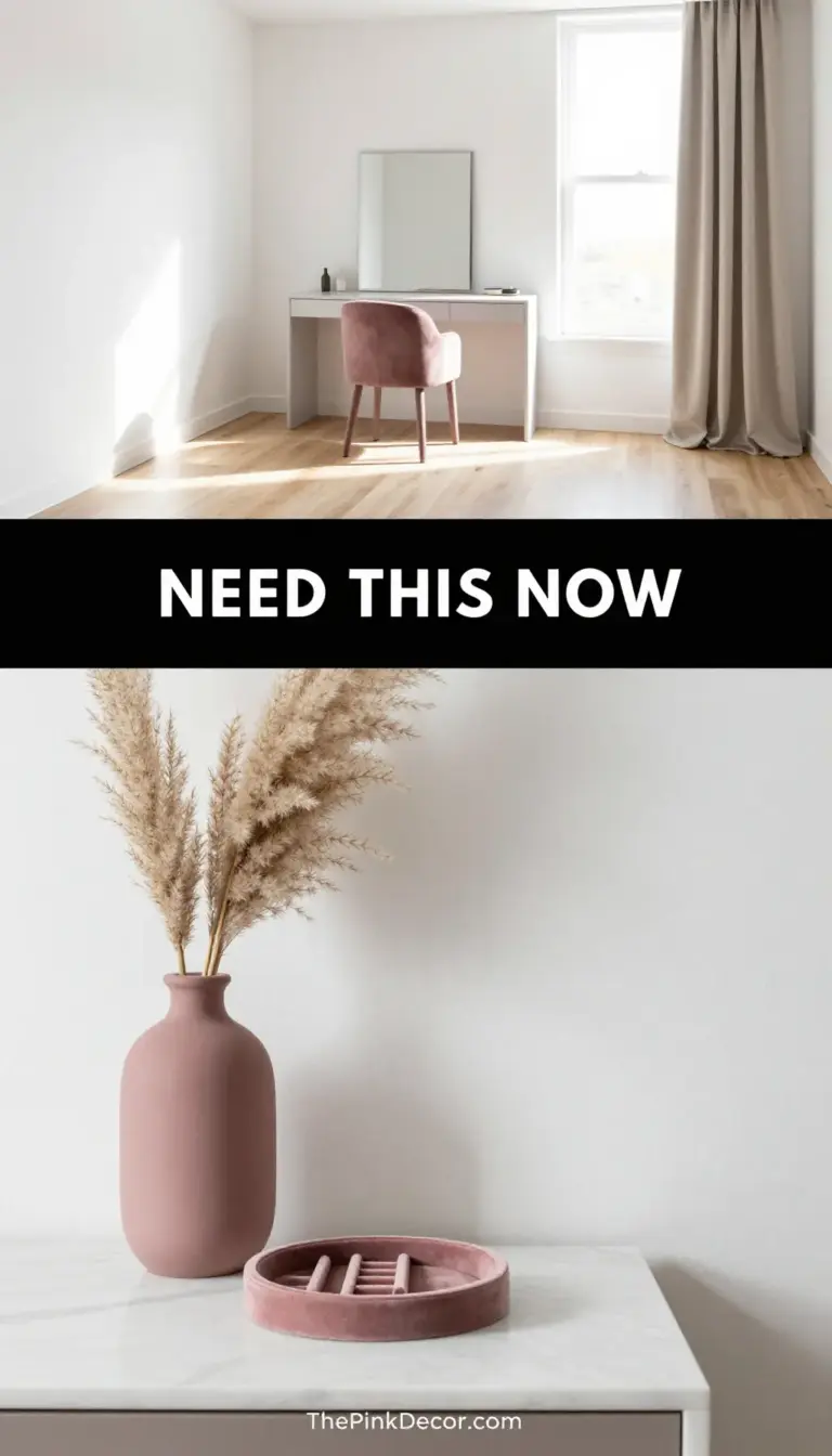 Monochromatic Dusty Rose Velvet Vanity Suite - Dressing Room - The Pink Decor