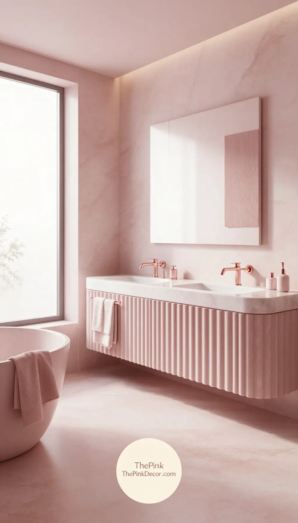 Complete Bathroom with pink decor elements