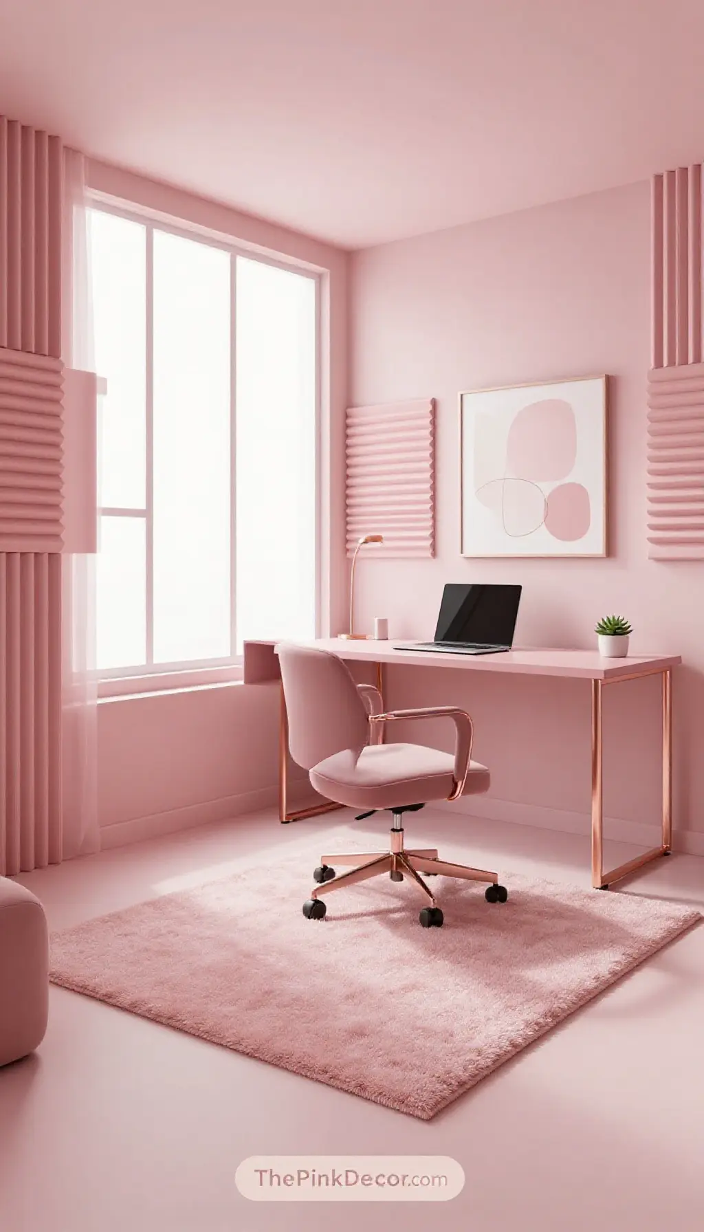 Complete Home Office with pink decor elements