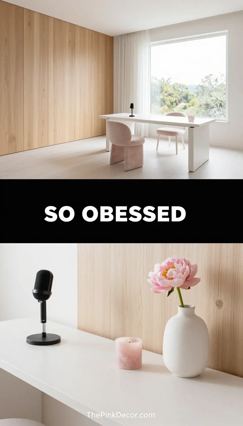 Monochromatic Rose Quartz Soundproof Office Oasis - Home Office - The Pink Decor