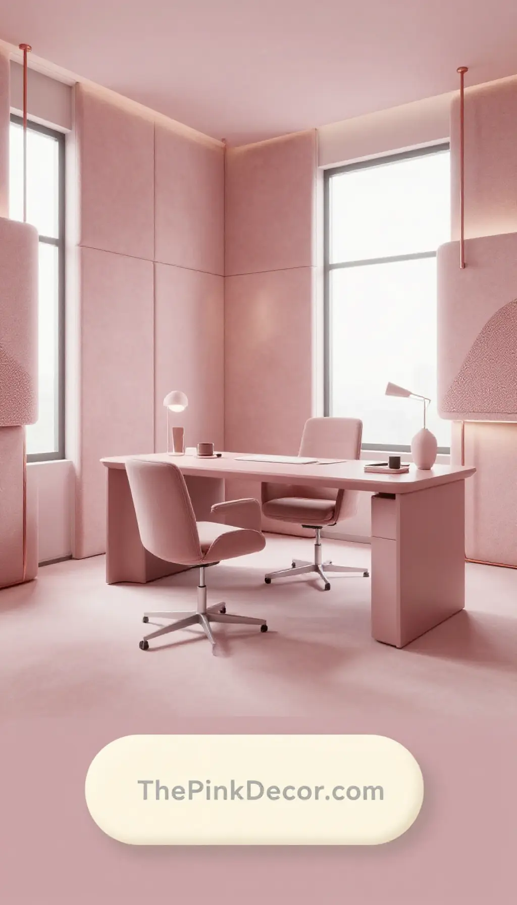 Complete Home Office with pink decor elements